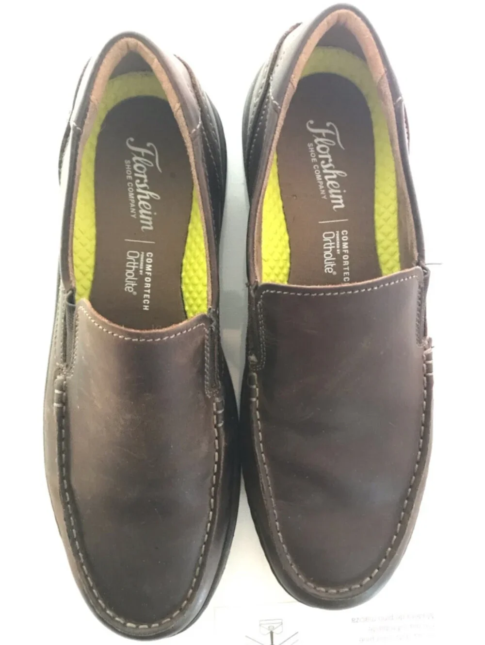 Mens Florsheim Comfortech Ortholite Brown Leather Upper Shoes Size 9M Slip on